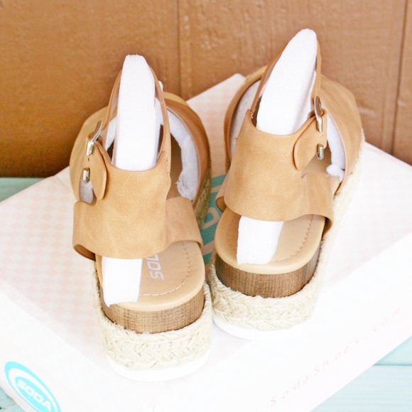 SODA Topic Sandals Espadrille Natural Brown NEW - Picture 5 of 6